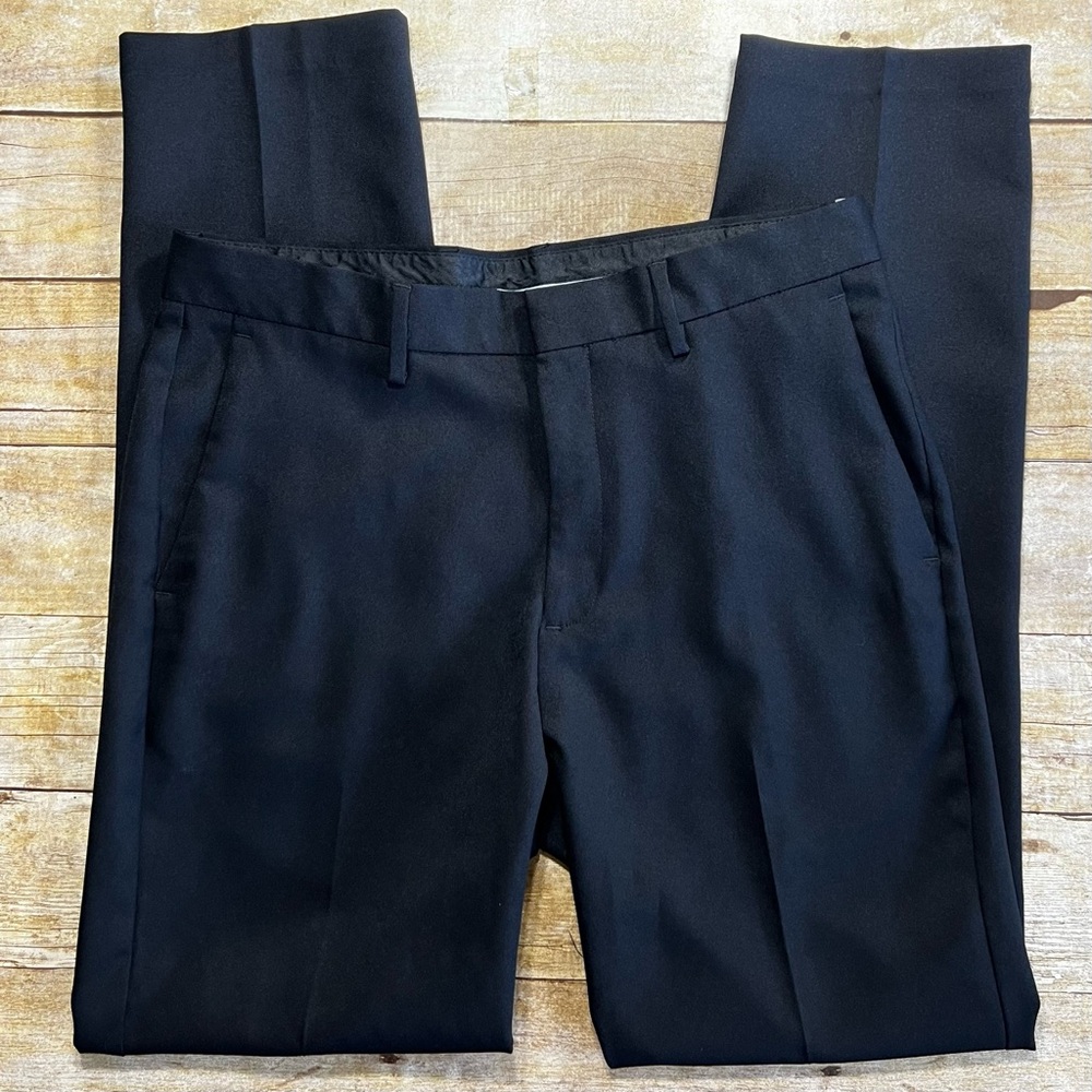 Kenneth Cole Reaction Mens Dress Pants Black Flat Front‎ Trousers 32x32 2504716